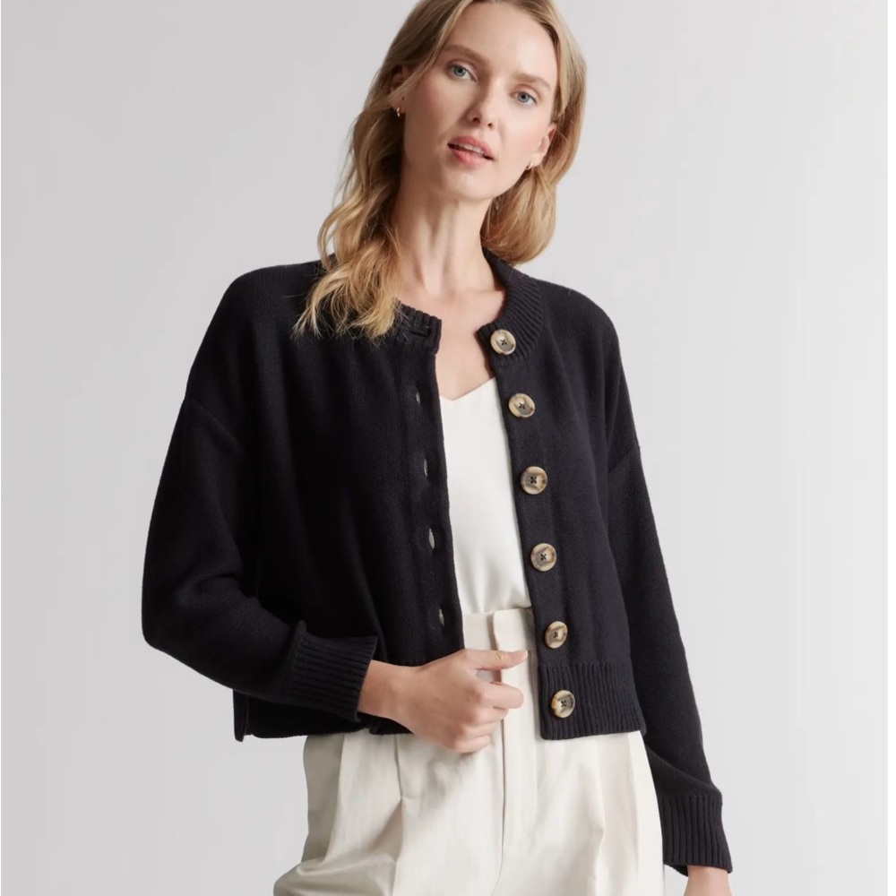 Quince Black Button-Up Cardigan